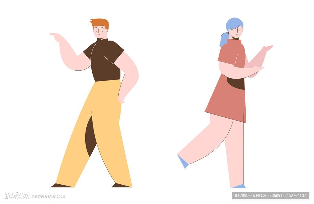 时尚行走的男女形象