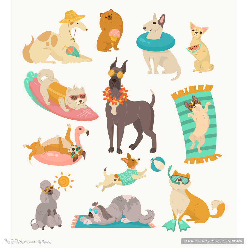 可爱狗狗插画集合