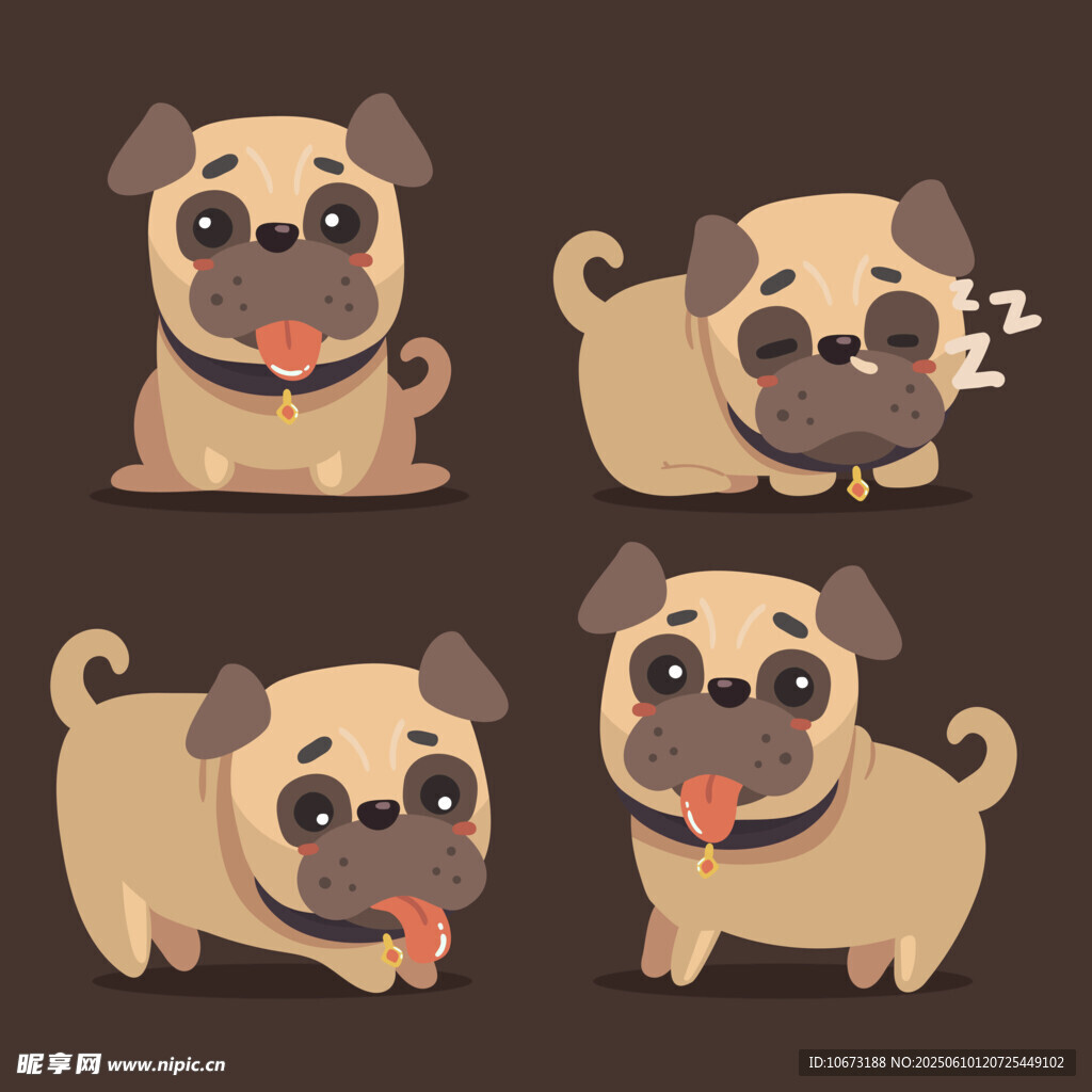 可爱巴哥犬的多样萌态