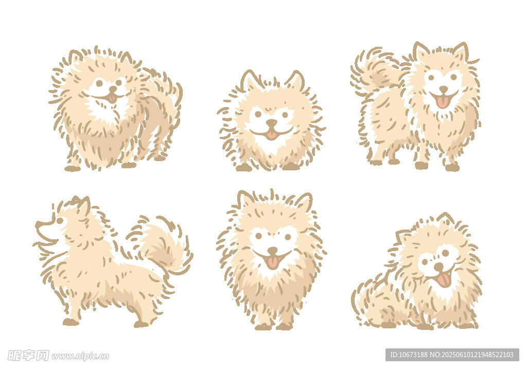 可爱博美犬插画集合