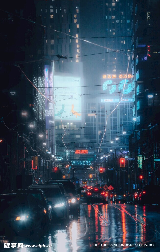 都市雨夜繁华街景