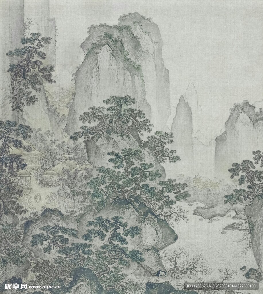 水墨山水国画风景图