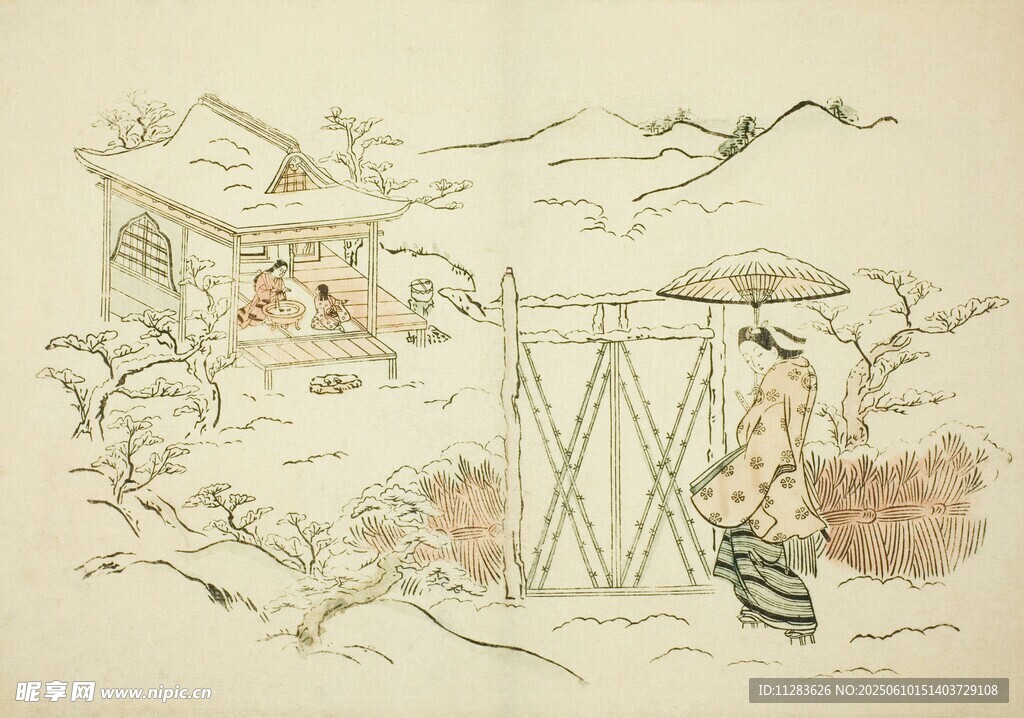 古代庭院人物景致图