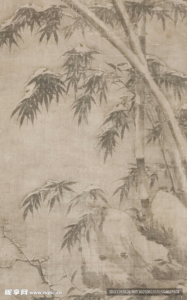水墨风竹石图