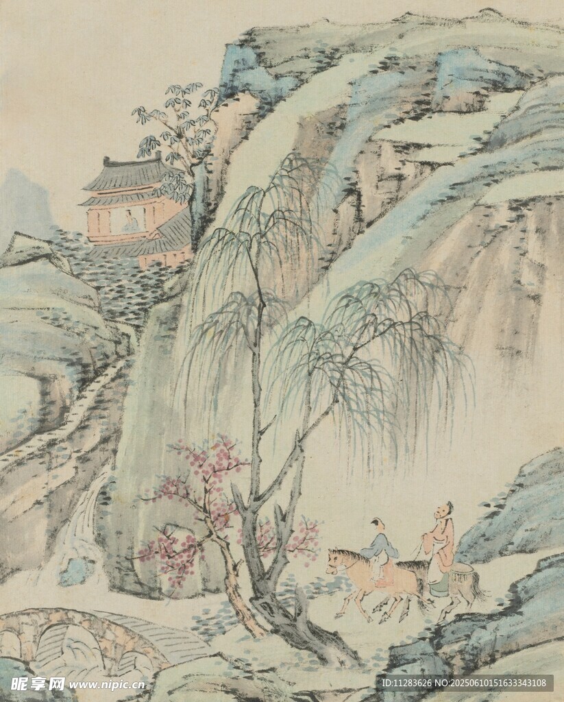 古代山水人物景致图
