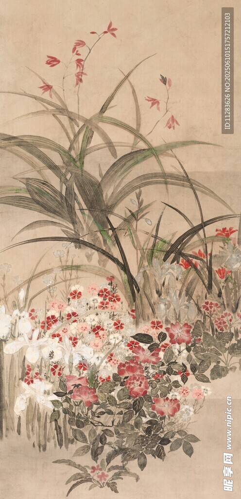 中式花卉水墨画
