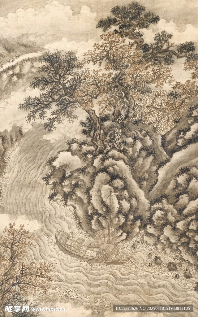 古意山水墨景图