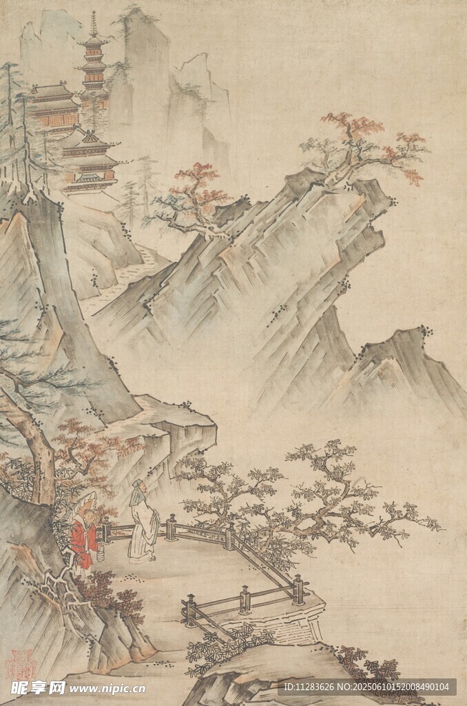 古代山水楼阁图