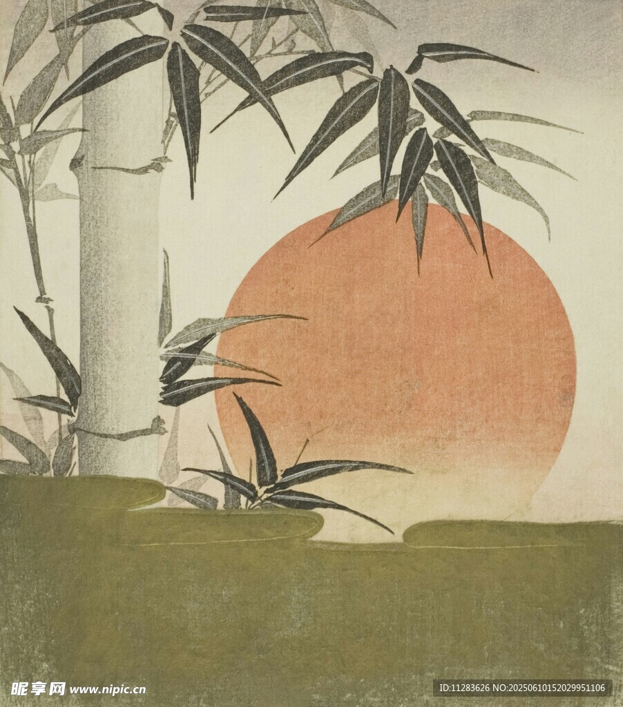 夕阳下的竹林美景