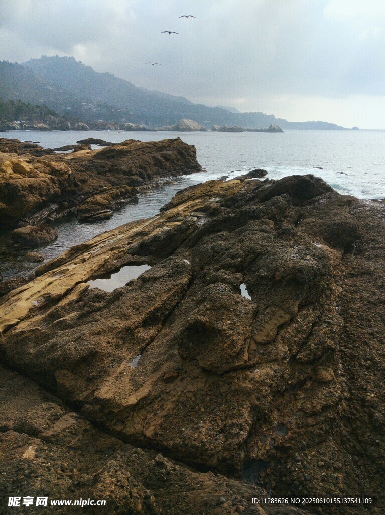 海边嶙峋礁石景观