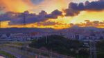 城市黄昏绚丽天空美景
