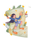 孩子在字母中快乐玩耍