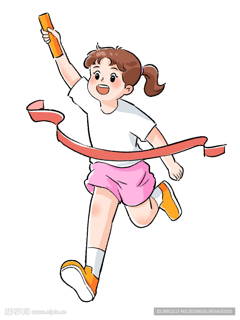 女孩冲过终点线瞬间