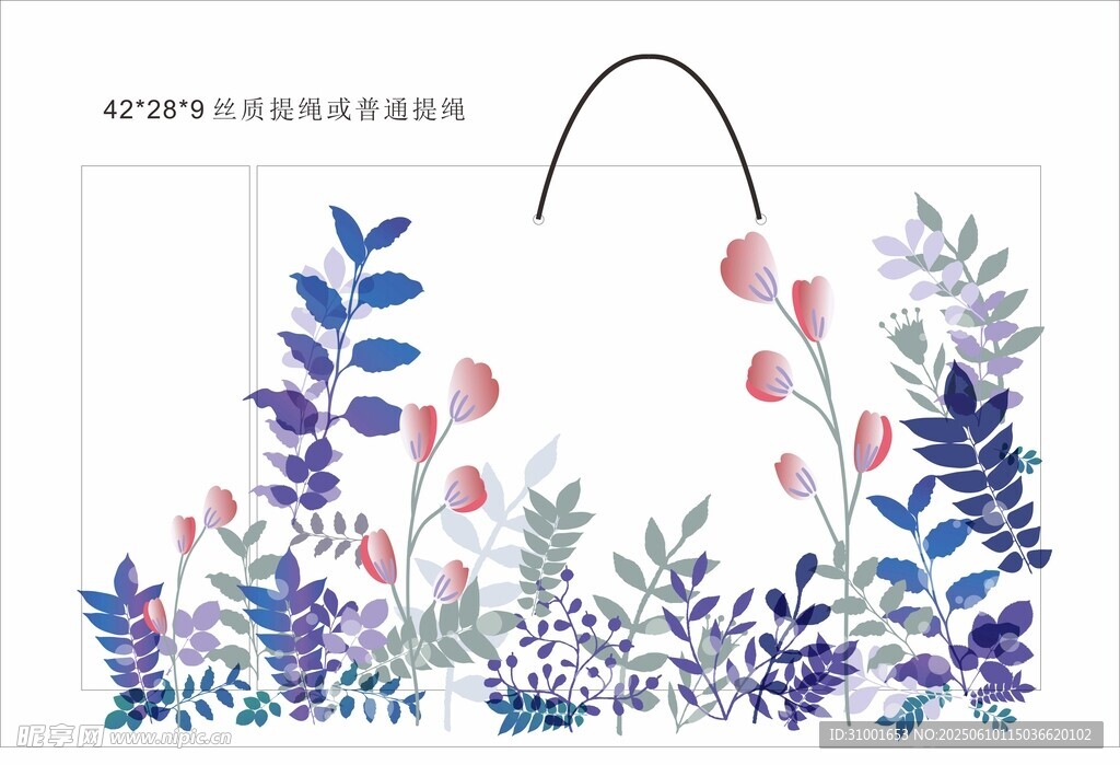 手绘花卉购物袋图案设计
