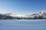 冬日雪山森林雪景风光