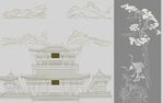 中式古建筑线描艺术图