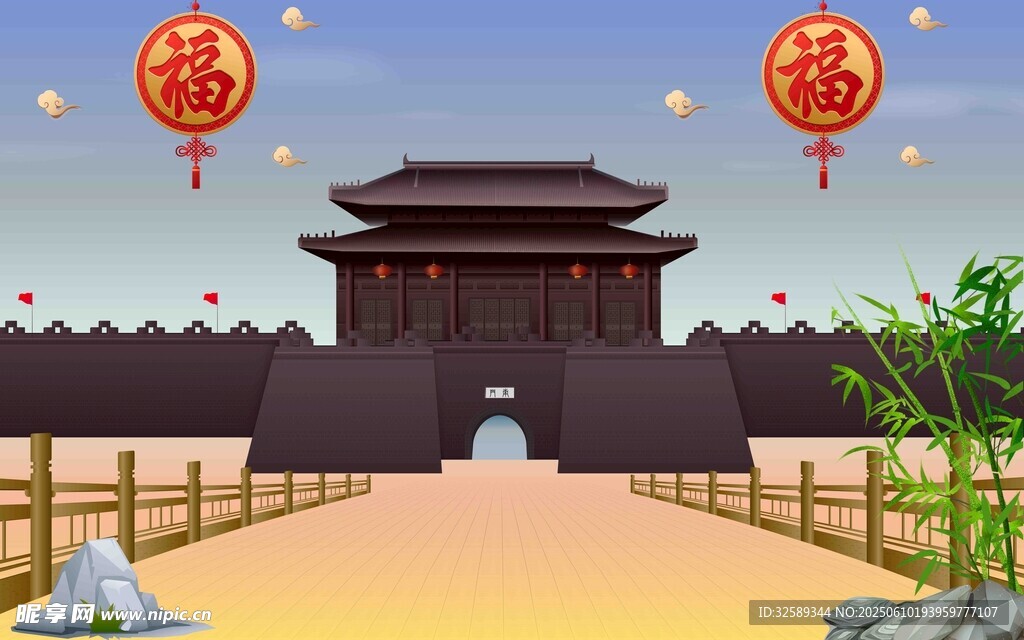 中式古城门