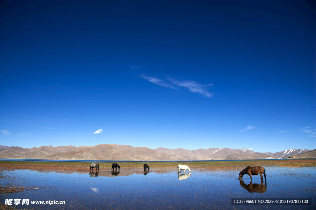 湖畔蓝天美景