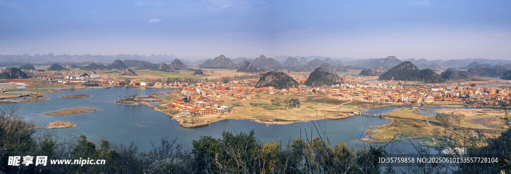 美丽河畔风光全景图
