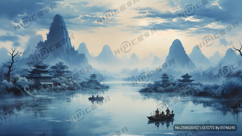 蓝色的晕染图片