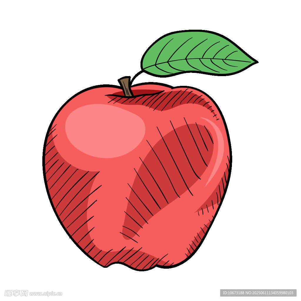 手绘红苹果插画