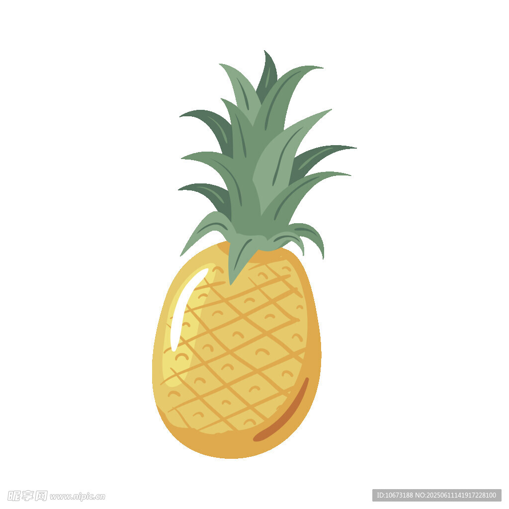 卡通风格的黄色菠萝插画