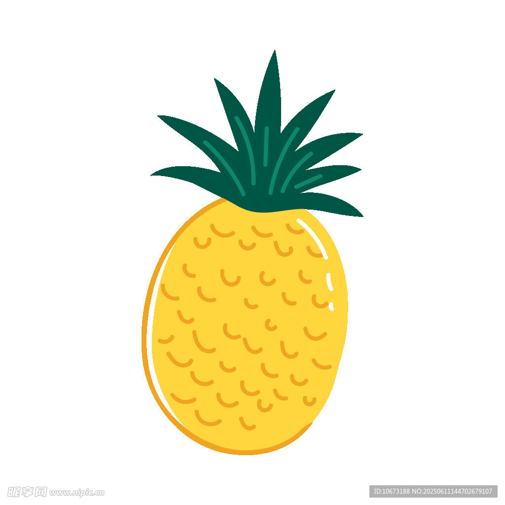 卡通风格黄色菠萝插画