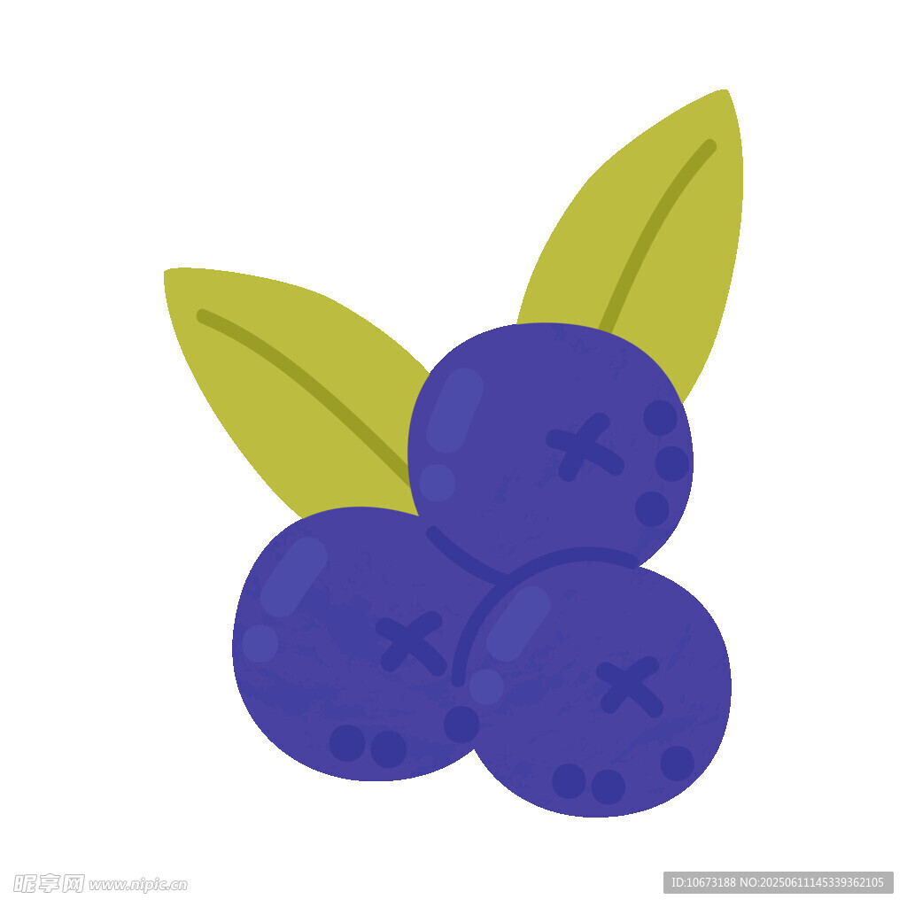 三颗蓝莓插画