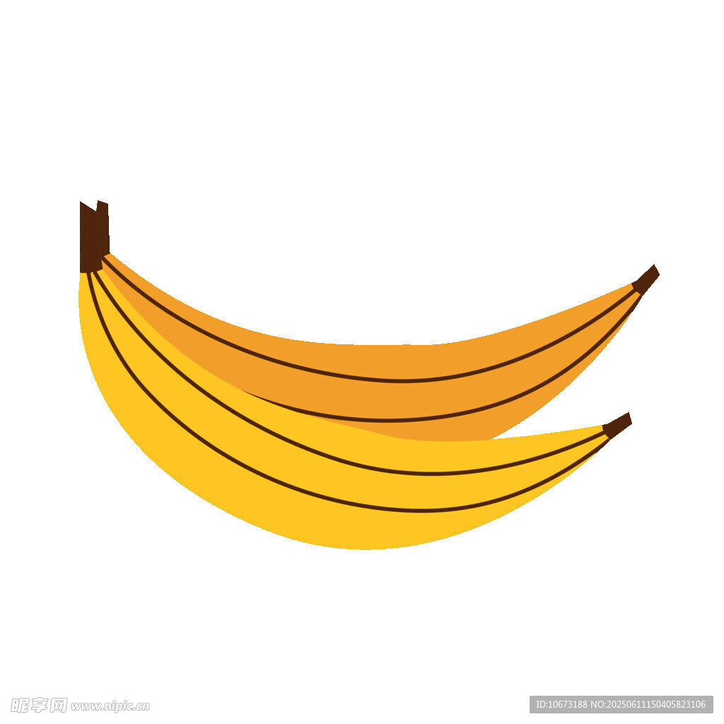 两根卡通风格的黄色香蕉