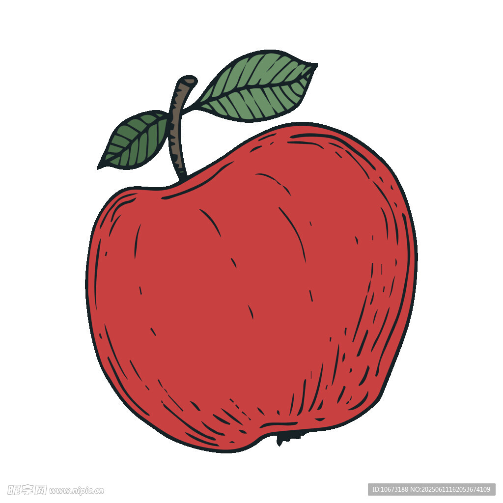 手绘红苹果插画