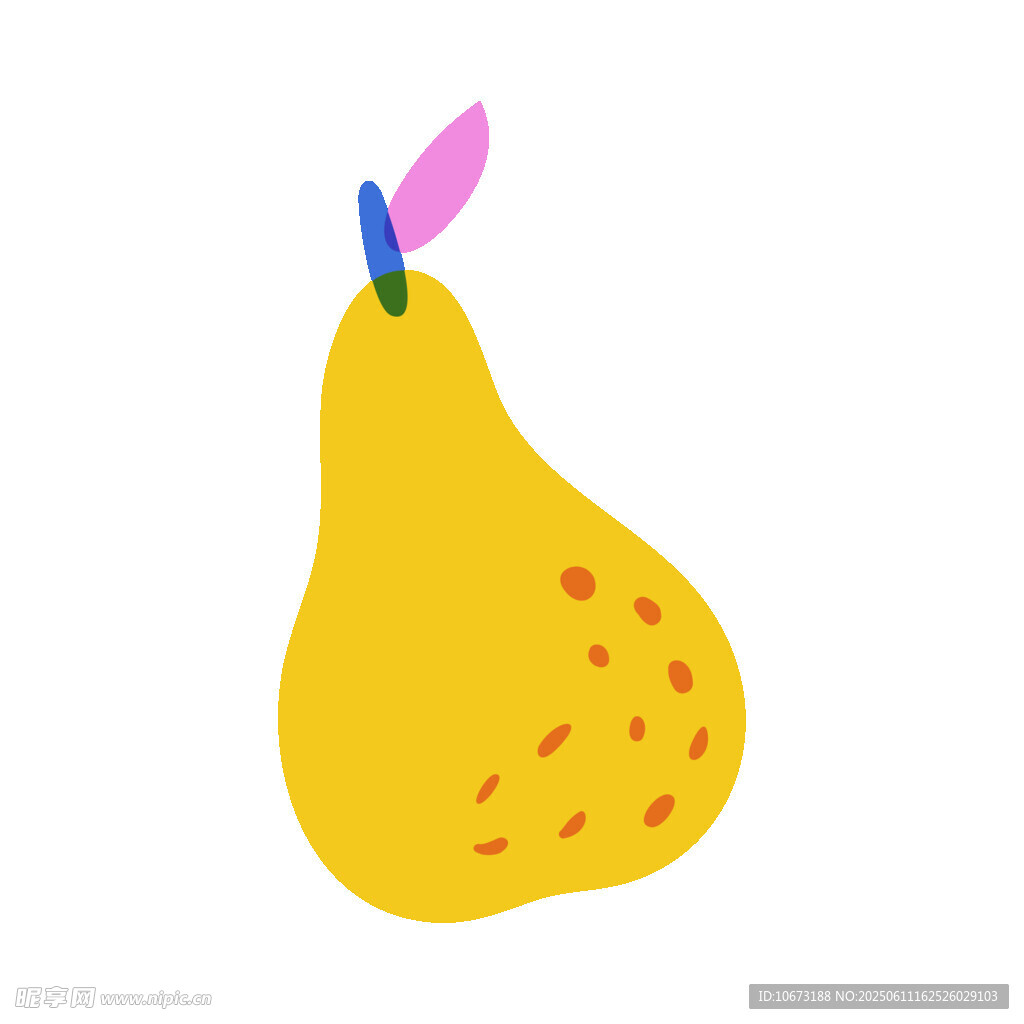 卡通风格黄色梨子插画