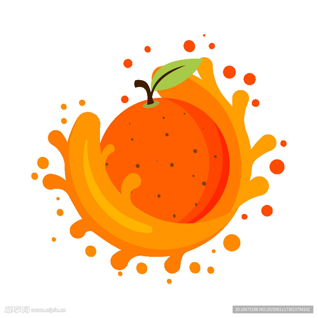 飞溅的橙子果汁插画