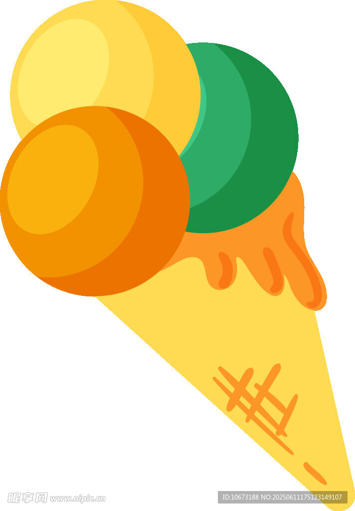 美味三色冰淇淋甜筒