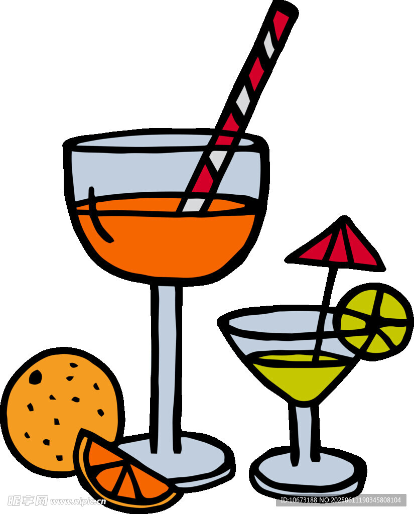 缤纷鸡尾酒与鲜橙组合