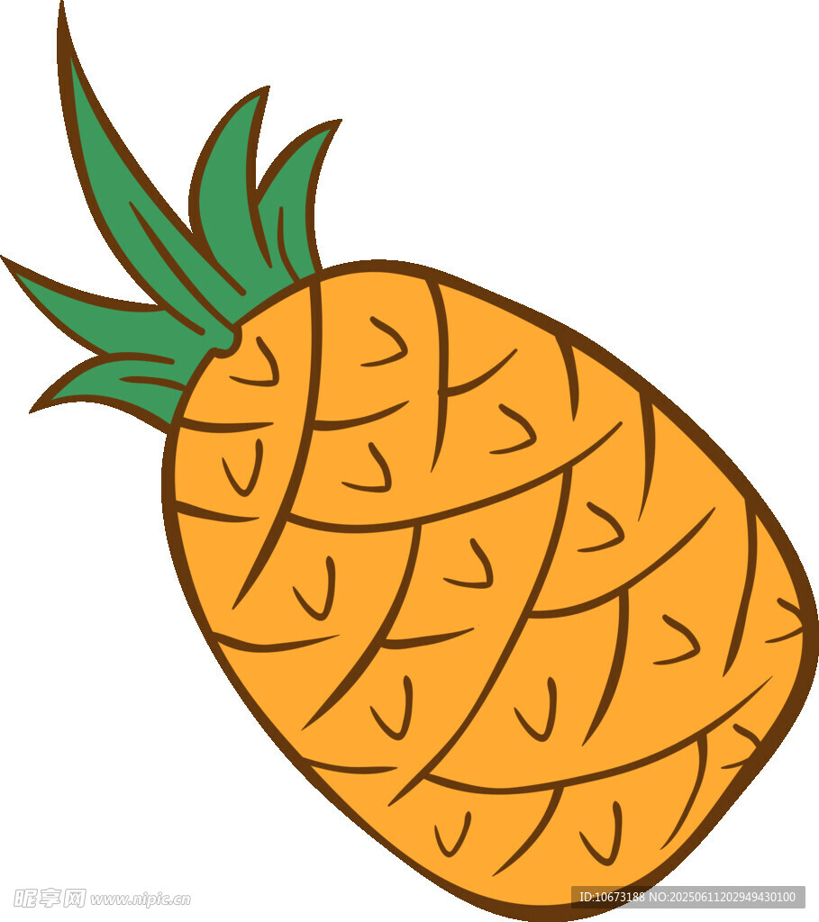 卡通风格的黄色菠萝插画