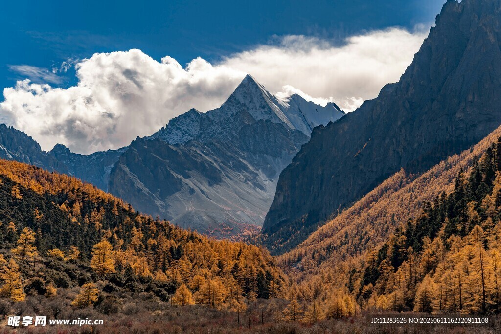 秋日壮美山间景色