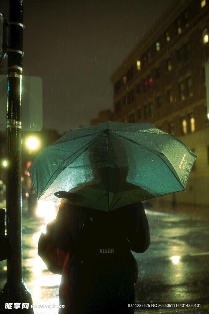 雨夜撑伞人