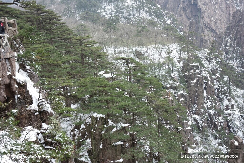 雪覆山林的壮美山景