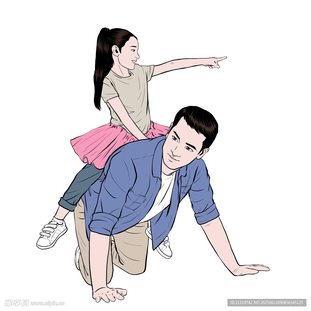 父子亲情插画