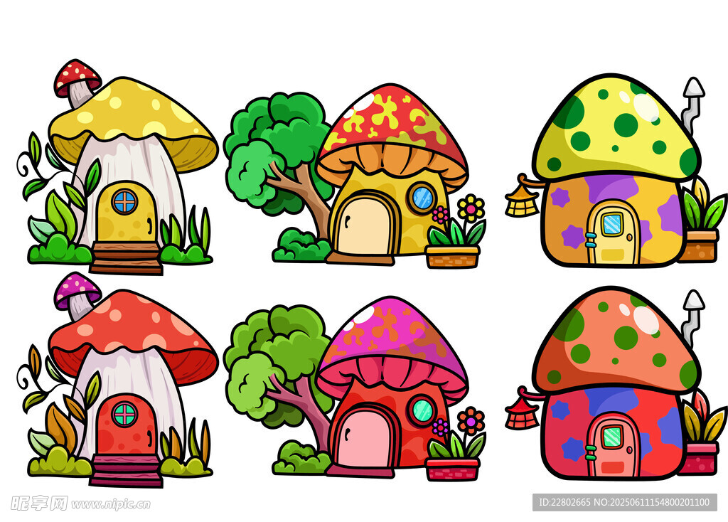 卡通蘑菇小屋插图
