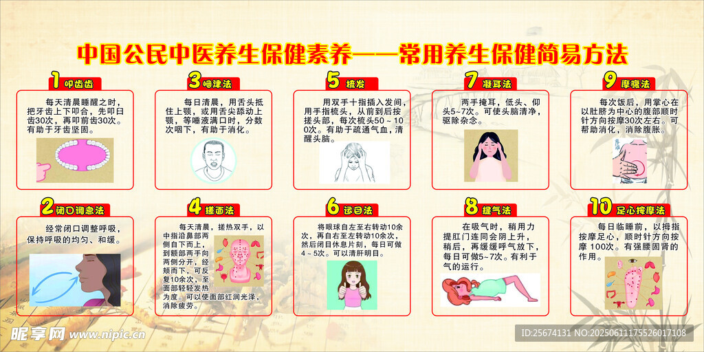 中医养生保健 叩齿齿 咽津法 