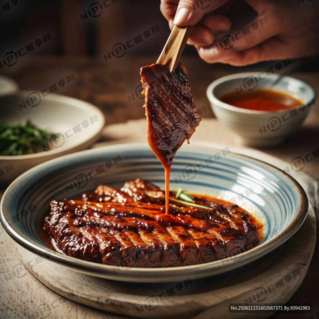 夹着烤肉