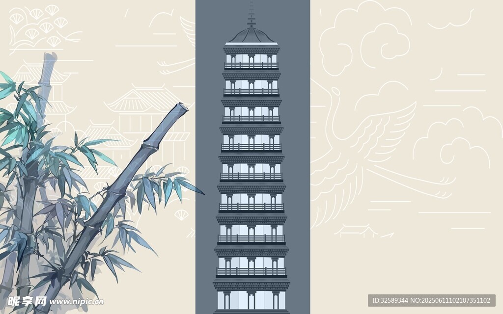 中式竹景与古典建筑元素