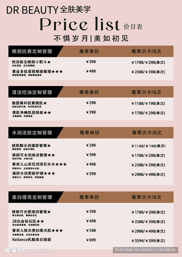 价格表