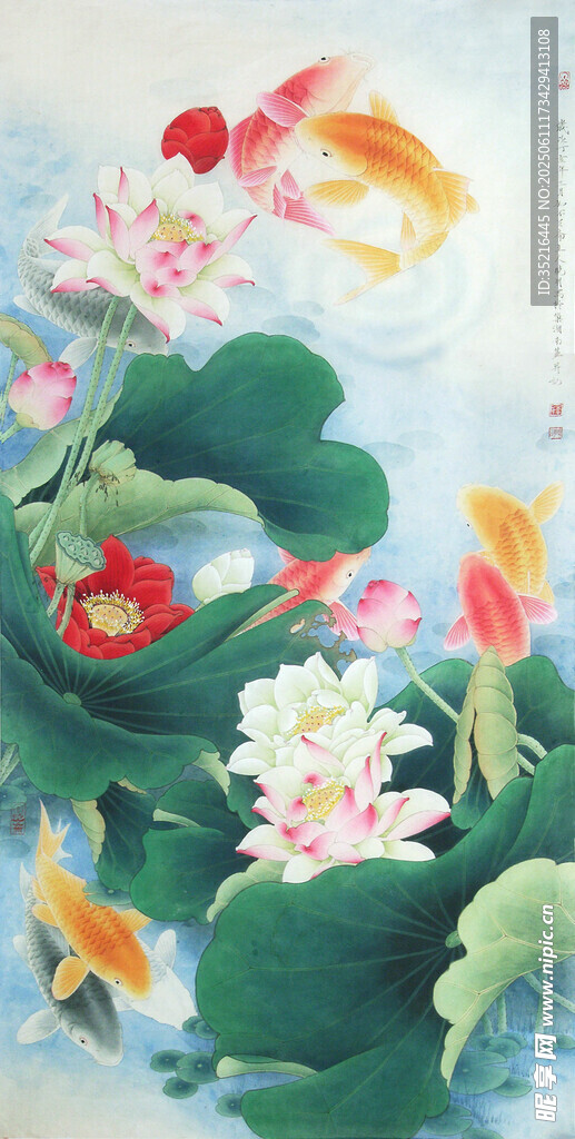 荷塘锦鲤图