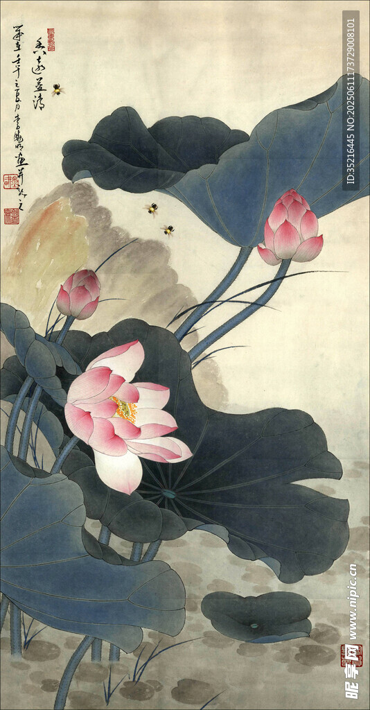 水墨荷花图