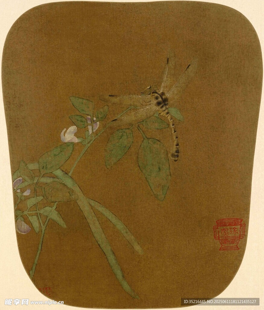 中式花鸟图纹方形器物