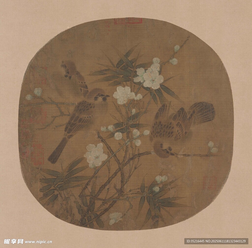 花鸟图扇面