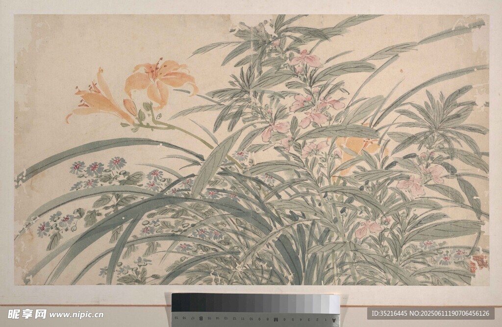 中式花卉水墨画