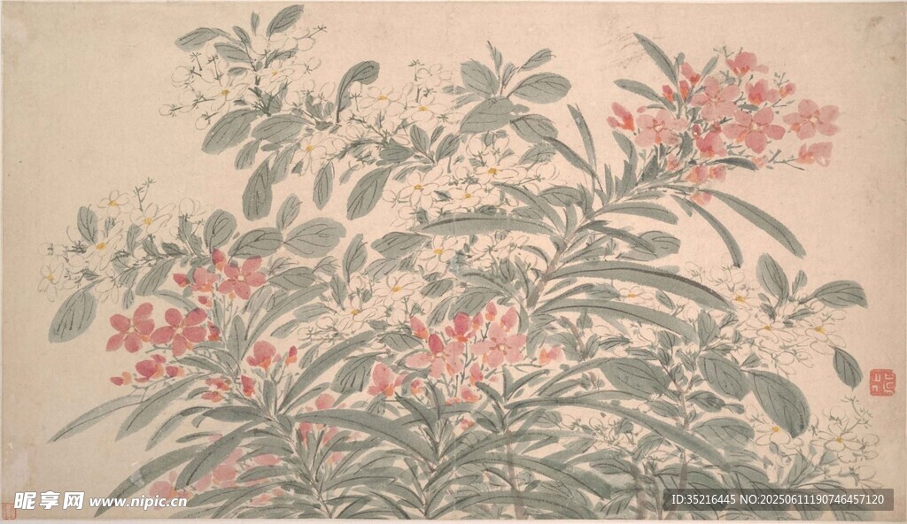 中式花卉水墨画